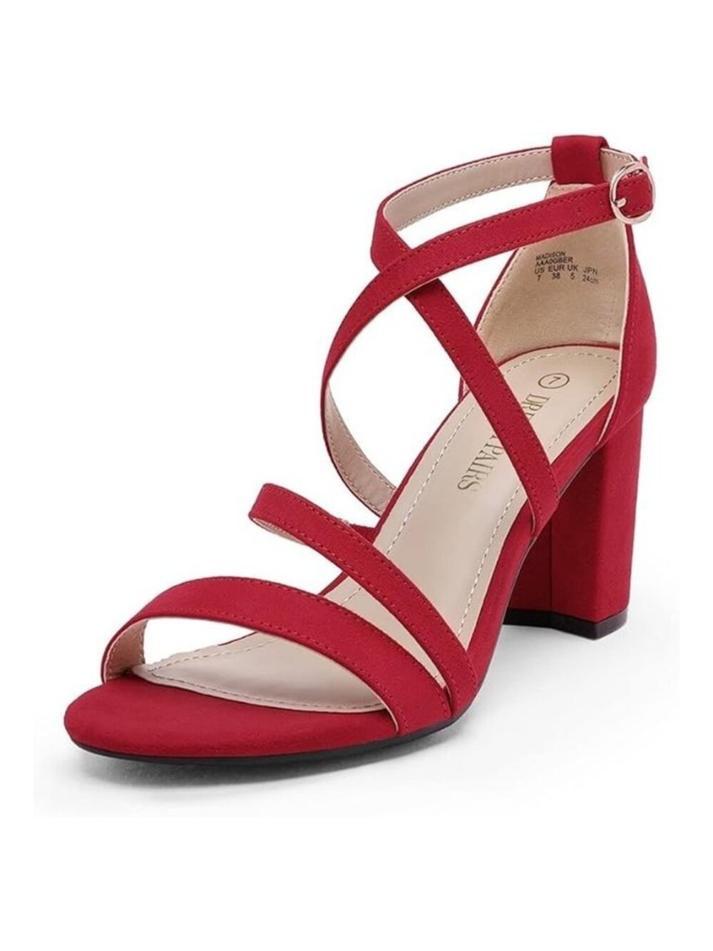 DREAM PAIRS Women's Ankle Strap Dress Pump Low Chunky Heel Sandals Size 8